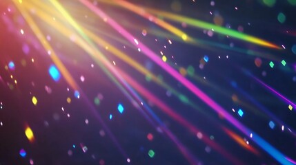 Abstract Colorful Light Rays and Glowing Particles Background