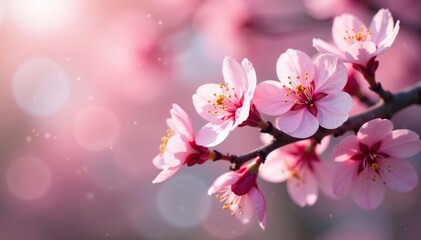 Blossom petals unfolding from a branch on a tree in spring, sakura, tree, blossom
