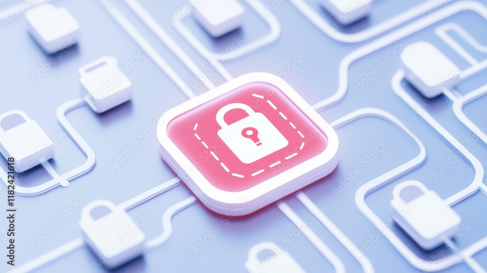Poster digital lock symbol on circuit background for security