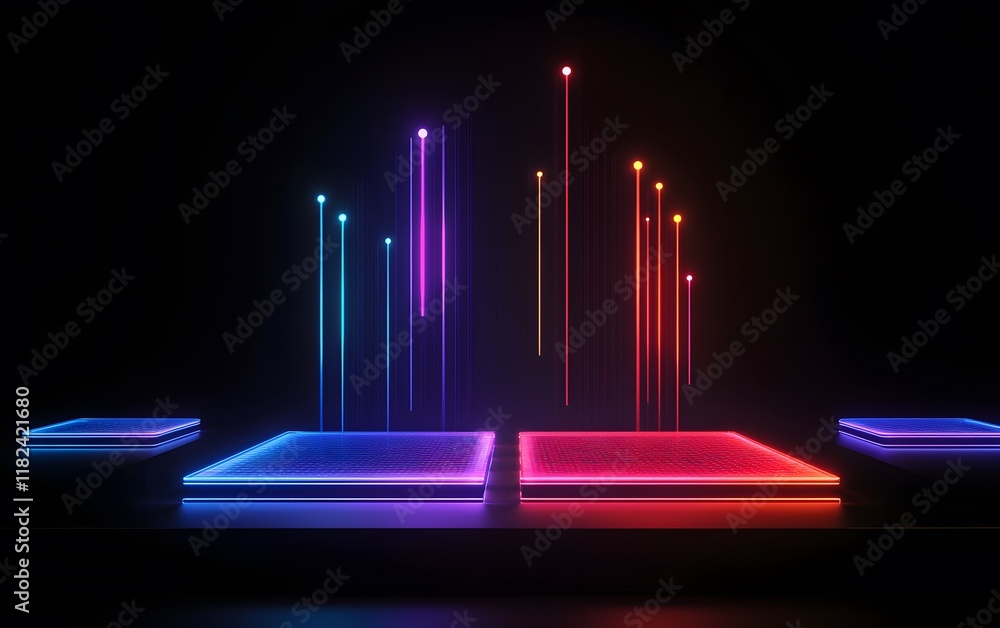 Aufkleber a stunning display of colorful neon lights creating a vibrant visual effect against a dark backgroun