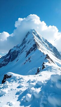 Clouds and ice formations on the peak of Llullaillaco volcano, nature, ice
