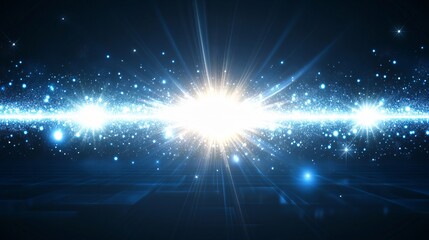 Fototapeta premium Abstract Bright Blue Light Burst Energy Background