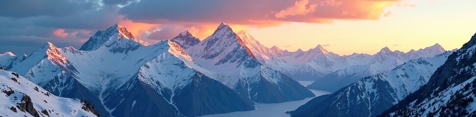 Fototapeta premium Snow-capped mountain peaks in Spiti Valley at sunrise, himachal pradesh, high altitude, snow capped
