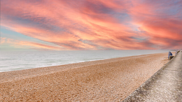 Sandgate pebble beach, near Folkestone, England