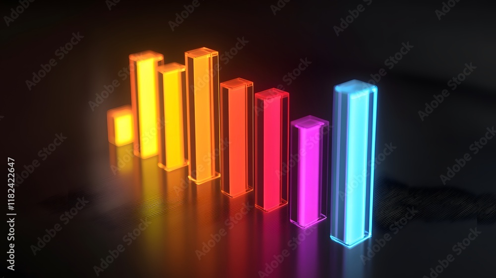 Poster a vibrant and colorful bar chart showcasing progress and data trends in a modern design. the neon co