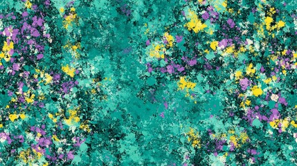 Abstract Teal Purple Yellow Splatter Paint Background Texture