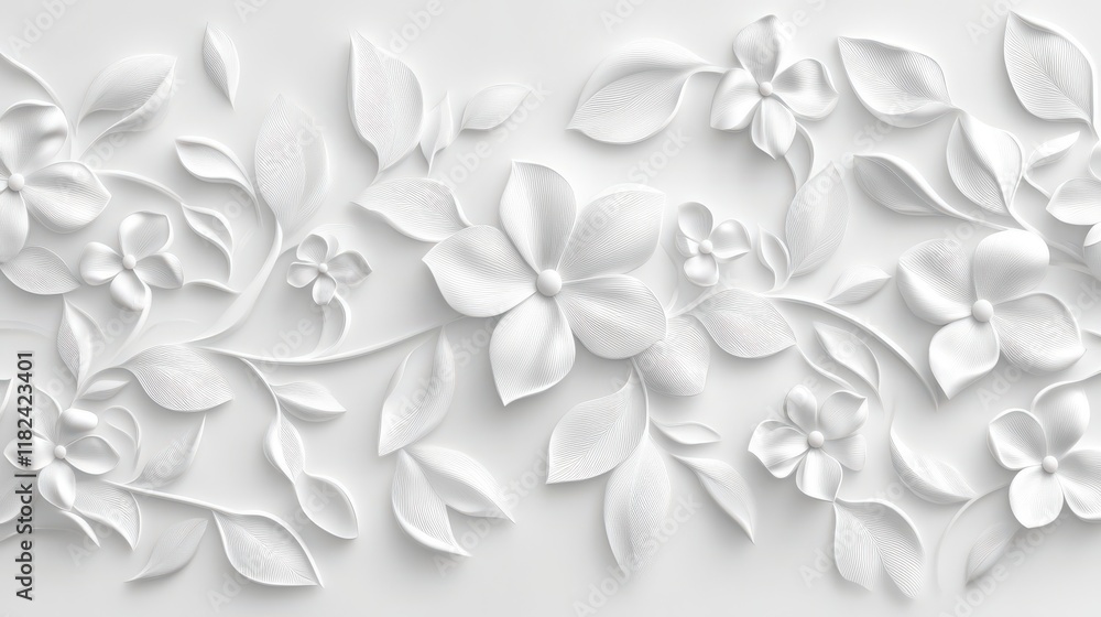 Poster elegant white floral patterns for sophisticated branding in high resolution minimalistic design
