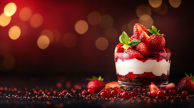 f1b0 , Panna cotta with strawberries, Elegant layered dessert