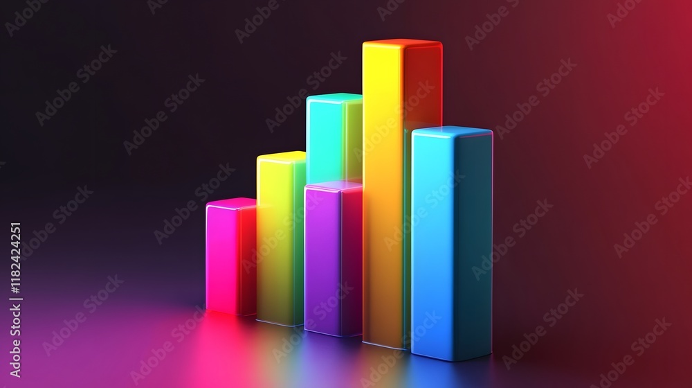 Poster colorful bar graph representation showcasing growth and progress in data analytics. perfect for illu