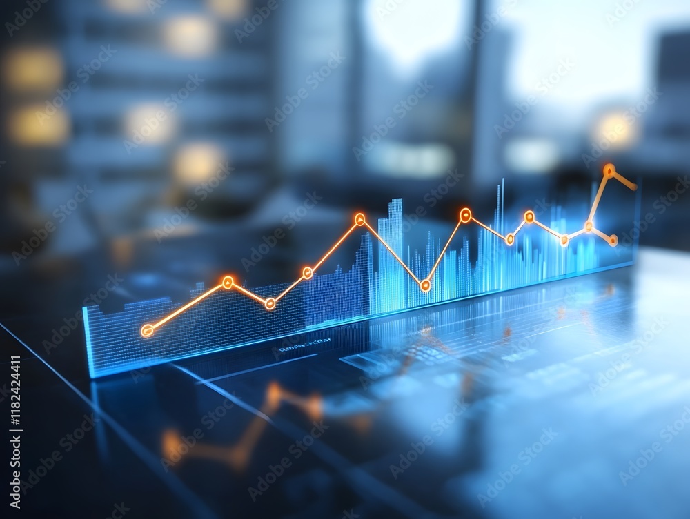 Aufkleber this image portrays a modern digital graph, representing financial growth and data analysis in a con