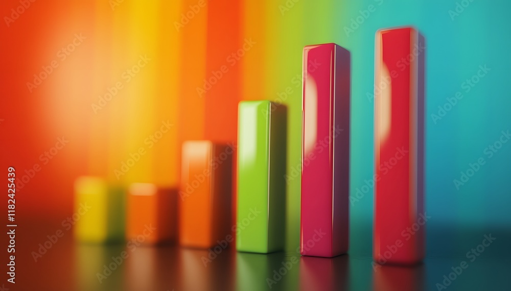 Poster a colorful bar graph representing data growth, showcasing vibrant colors that symbolize progress and
