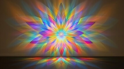 Vibrant Rainbow Flower Mandala Abstract Art