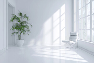 Fototapeta premium Clean living room with white tones. generative AI