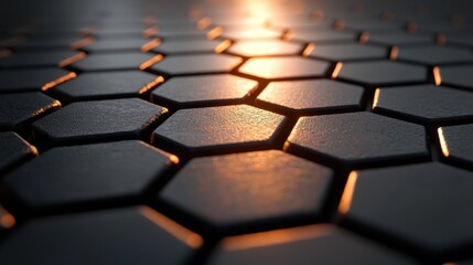 Obraz premium a close up of a hexagonal pattern on a black surface