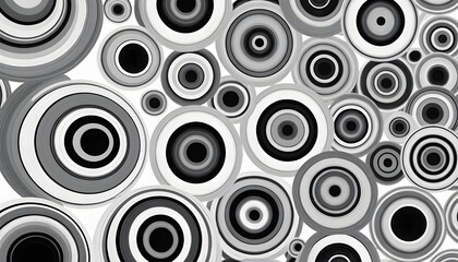 Abstract grayscale concentric circles pattern background.
