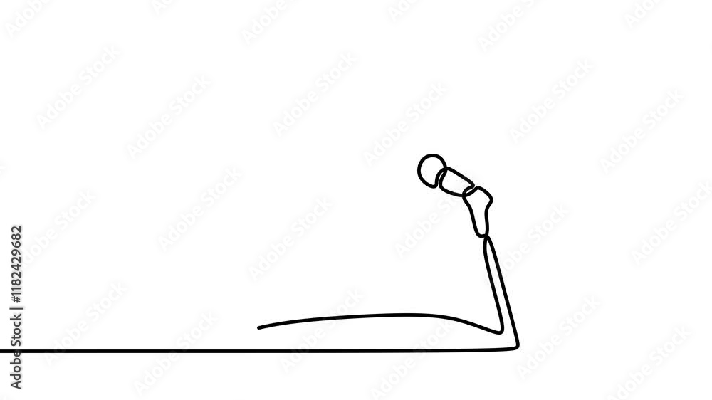 Poster continuous drawing line art of public speech with black line and white background. one line animatio