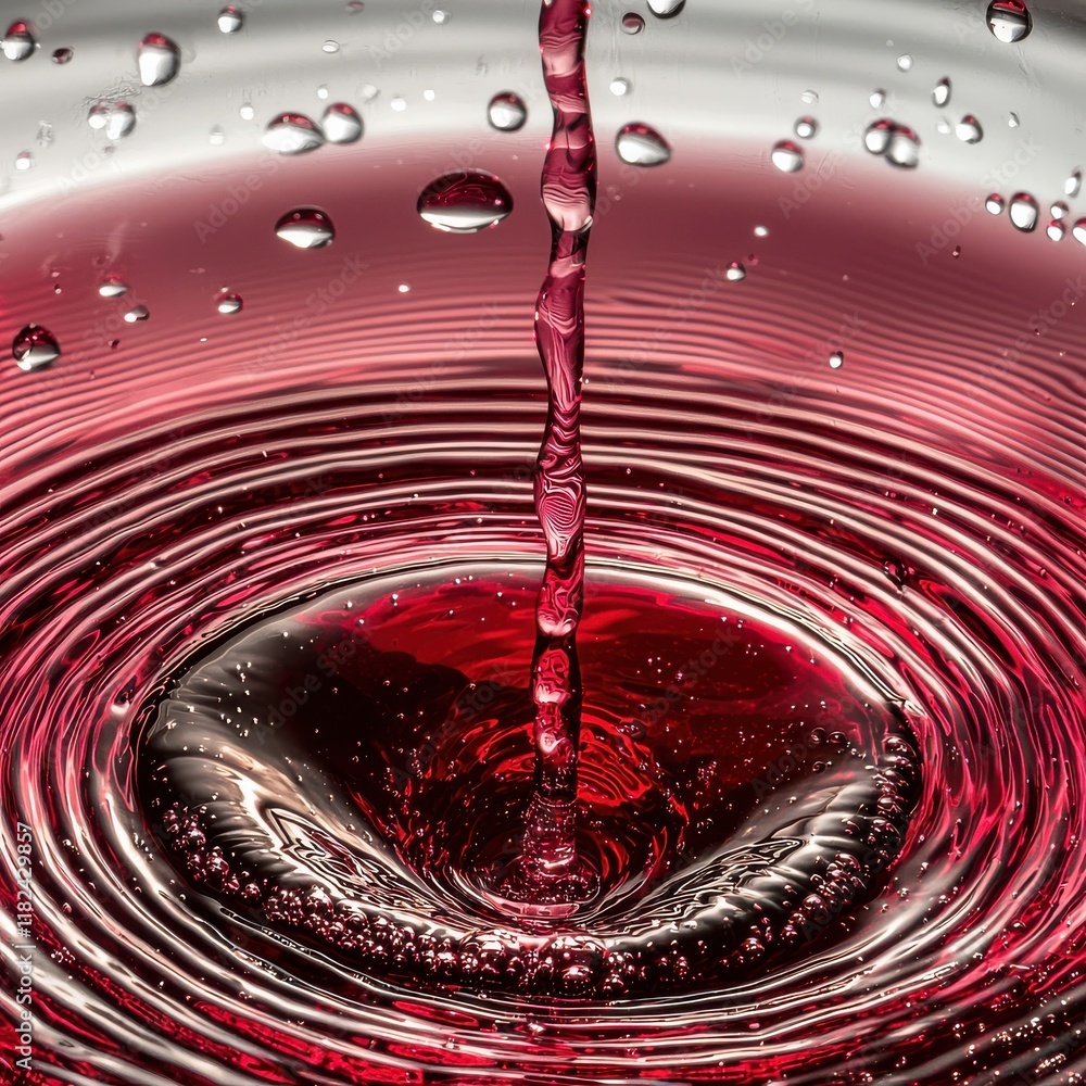 Poster dynamic red wine swirl creating intertwined ripples in an abstract design, capturing the essence of 