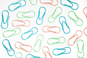 real photo, paper clips, background, pattern, colorful, clips, office, supplies, business, desk, on white, modern, colorful