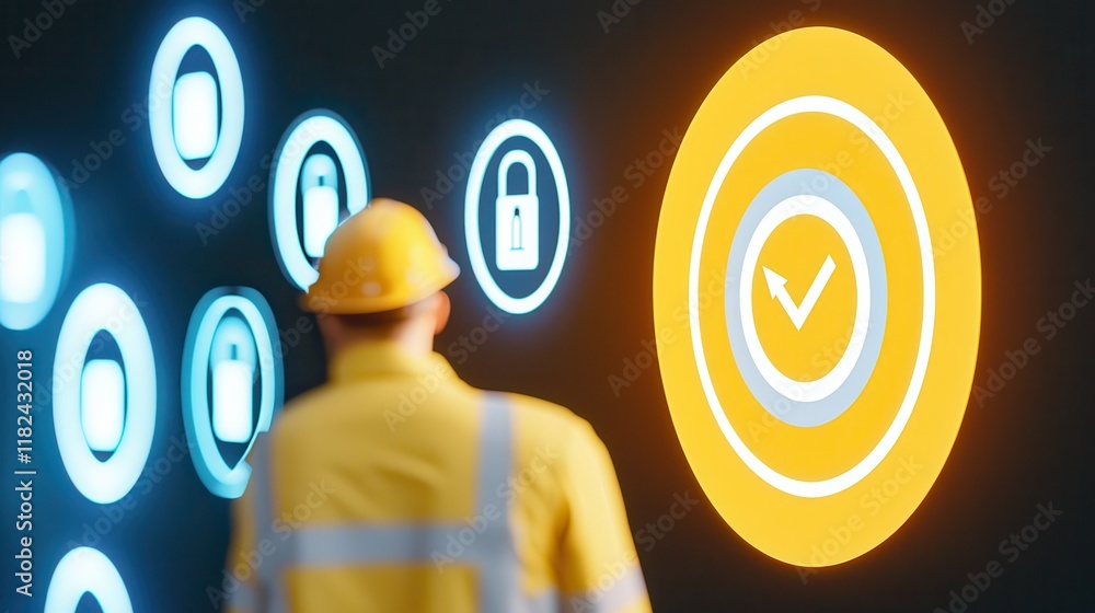 Poster worker using digital security interface for safety