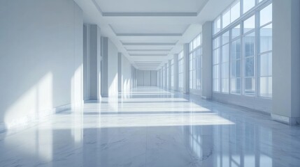 Obraz premium Serene Light-Filled Corridor: An Architectural Masterpiece