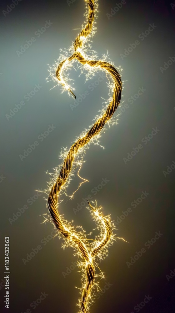 Poster sparking cables intertwine, creating a glowing heart shape in the dark atmosphere