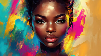 Creative abstract illustration of a confident Black woman