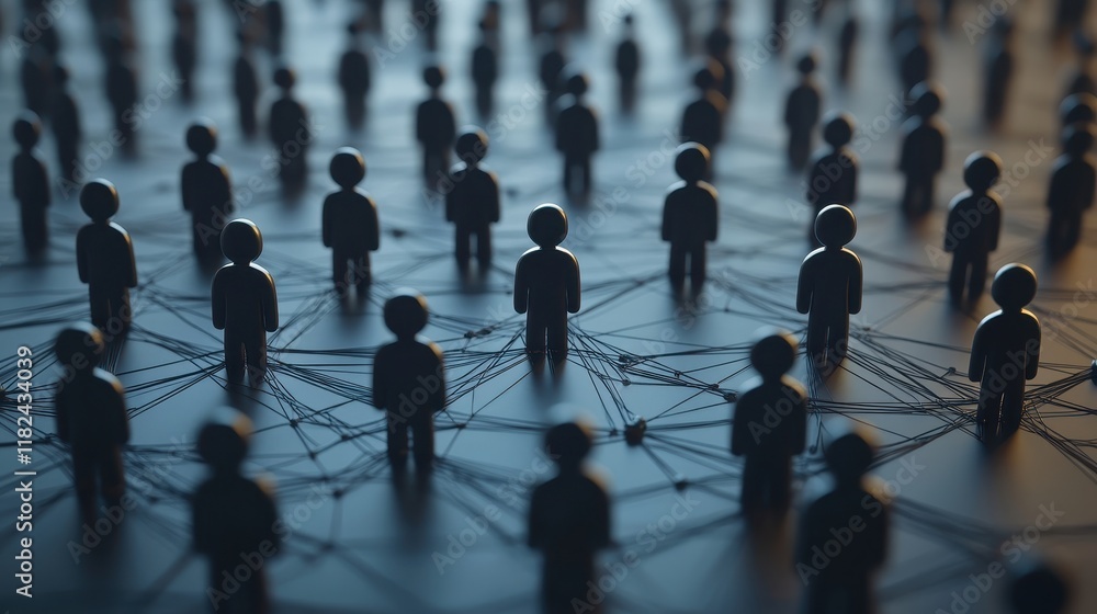 Poster network of interconnected individuals. visualizes social connections, data flow, or community struct