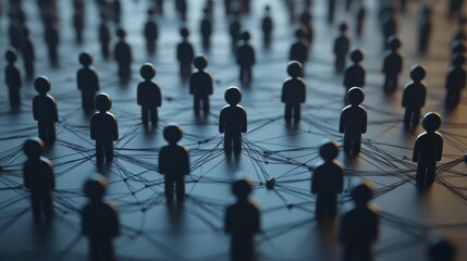 Network of interconnected individuals. Visualizes social connections, data flow, or community structures. Ideal for social media analysis, team dynamics, or network security concepts.