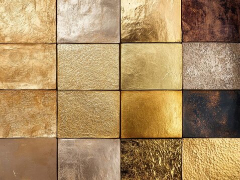 luxurious metallic gold color palette collection featuring elegant swatches, premium metal texture samples, and rich golden hue variations for sophisticated design
