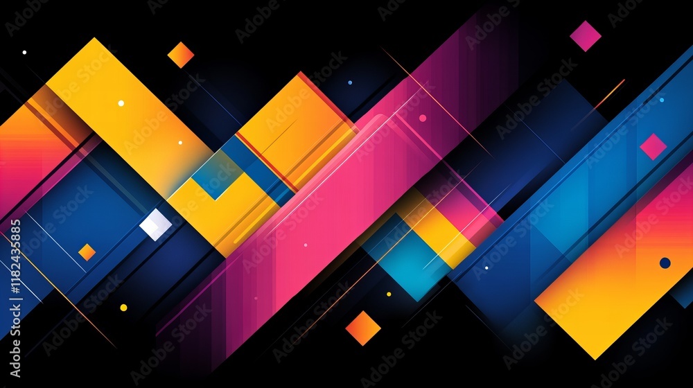 Poster abstract geometric shapes in vibrant colors create a dynamic and energetic design. perfect for moder
