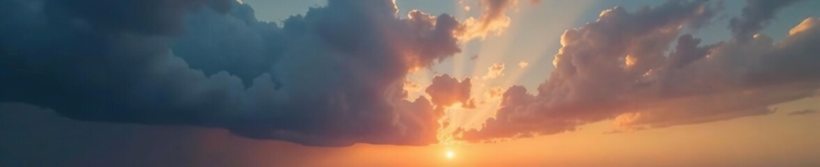 Dark grey clouds with golden hour glow on the evening sky, sky, grey, atmosphere