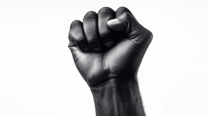 Raised fists symbolizing unity and resistance: Black History Month