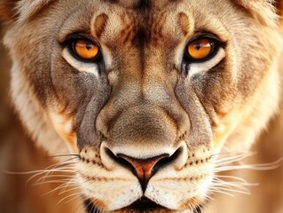 majestic close-up portrait of female lion with intense eyes and detailed facial features in natural habitat photography