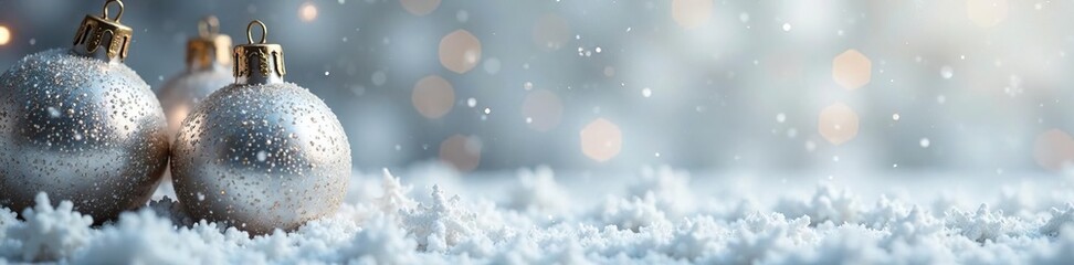 Glass mercury ornaments with snowflakes in a silver background, ornament, glass mercury ornaments silver snowflake background shimmering wintery metallic