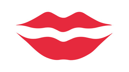 red lips isolated on white background, simple pink lips shape vector illustration