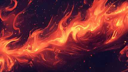 A flames background.