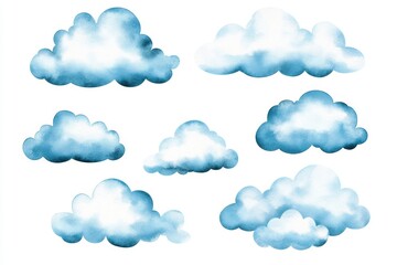 Fototapeta premium Set of blue clouds with varying sizes and shapes