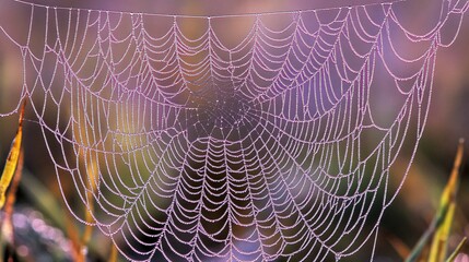 Dew-Kissed Spiderweb, Intricate Nature Photography