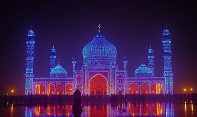 Fototapeta premium Illuminated Mosque at Night