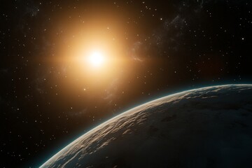 Fototapeta premium Planet with a sun in the sky