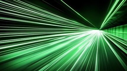 Abstract Green Speed Lines Tunnel Light Trail