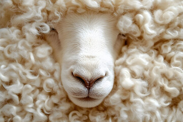 Naklejka premium White natural sheep wool background. Closeup plush cotton light cream texture of fluffy fur. Warm and cozy fleece. Natural organic textile or material
