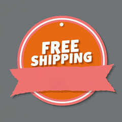 Bright promotional sign featuring free shipping message in bold text, designed to attract customers and convey deals effectively.
