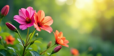 Naklejka premium Colorful Prince s Feather flowers swaying in the breeze, blossoms, greenery