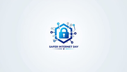 Fototapeta premium Innovative banner for Safer Internet Day showcasing a logo that highlights the importance of digital safety and community engagement.