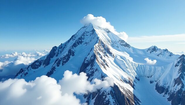Clouds and ice formations on the peak of Llullaillaco volcano, rugged, cloud