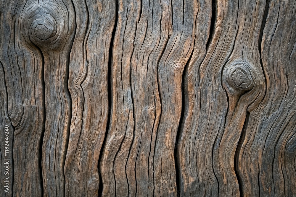 Poster piece of wood with a grain pattern that is rough and uneven