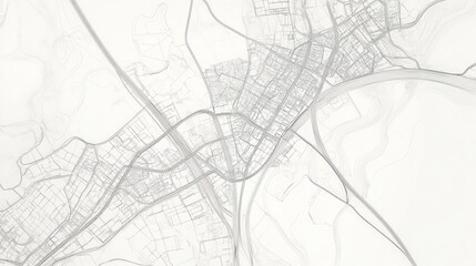 Naklejka premium Abstract grayscale aerial city map.