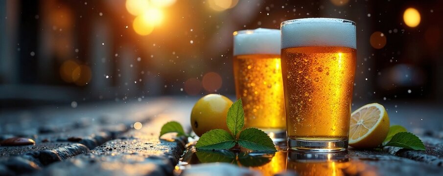 Gotas de cerveja gelada refletidas na garrafa, bebida, gotas d'?gua