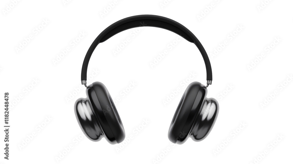 Poster sleek black headphones with a modern design, isolated on a transparent background. background remove